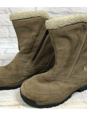 Sorel Water Fall Tan Suede Waterproof Fleece Lined Zip Boots Womens 7 (L3F)